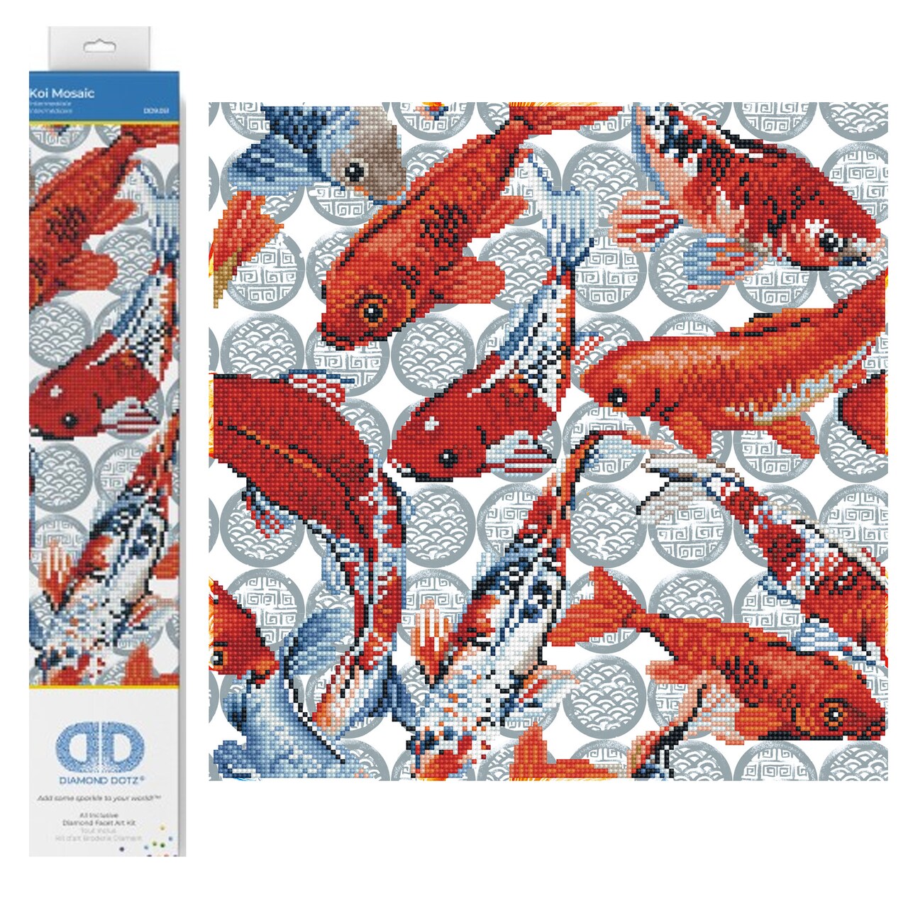 Diamond Dotz Koi Mosaic Fish Diamond Painting Kits for Adults - Diamond Art Kits a Relaxing Creative Craft Kit with Dotz Gems 16.1"x16.1"
